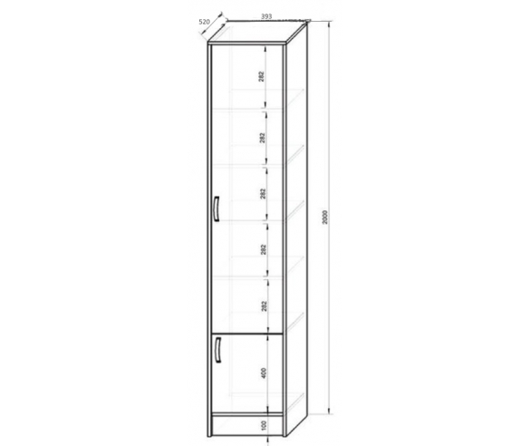 Схема с размерами пенала 13/10