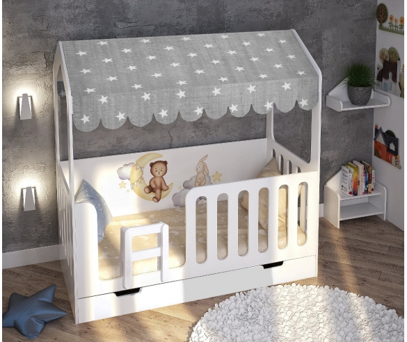 Кровать Домик Сказка с рисунком Мишка