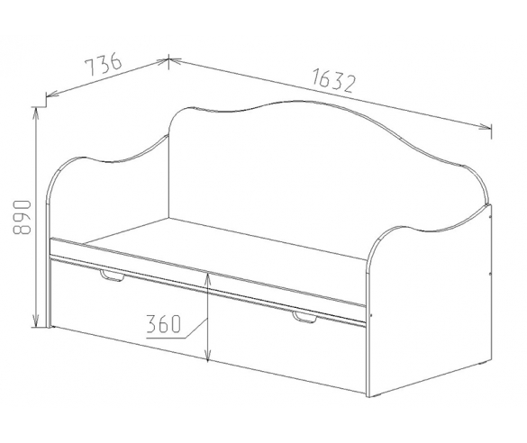 Схема кровати со спальным местом 160х70 см