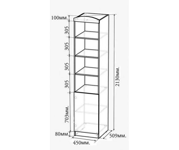 Схема с размерами пенала Сладки Сон СС-02