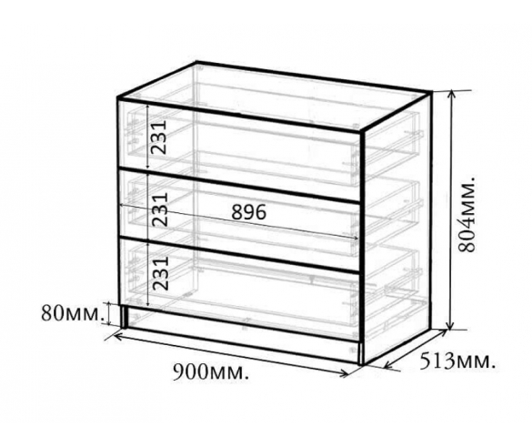 Схема комода с размерами Сладкий Сон СС-12