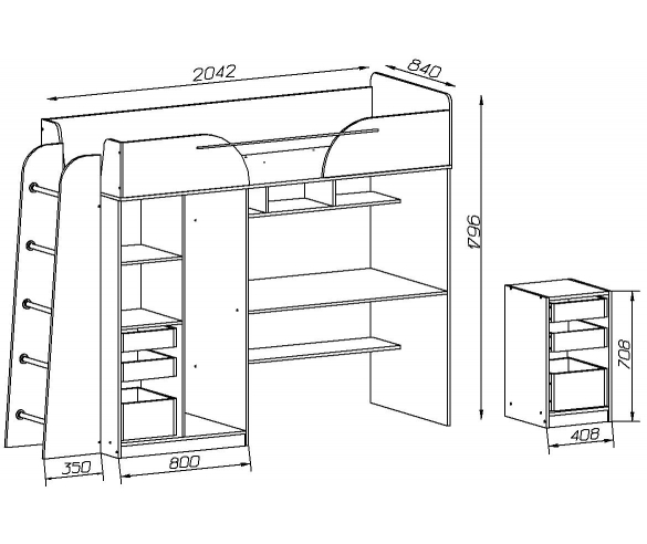 Детская кровать чердак Орбита-4 - стенка для детей - купить в Москве