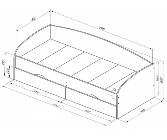 Кровать Соня 2 схема с размерами