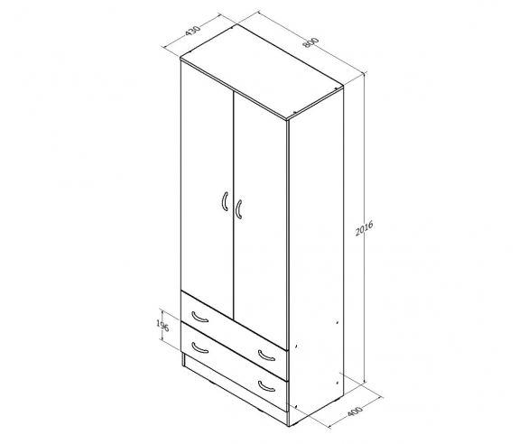 Шкаф Соня 3 схема с размерами
