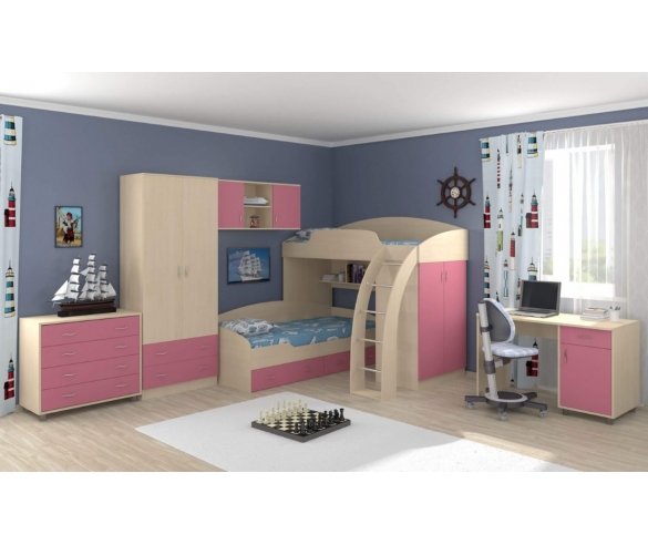 Детская комната для двух девочек Соня Дуб кремона/Розовый