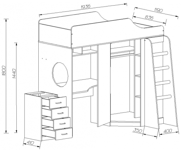 Кровать чердак Орбита-7 - детская мебель для детей