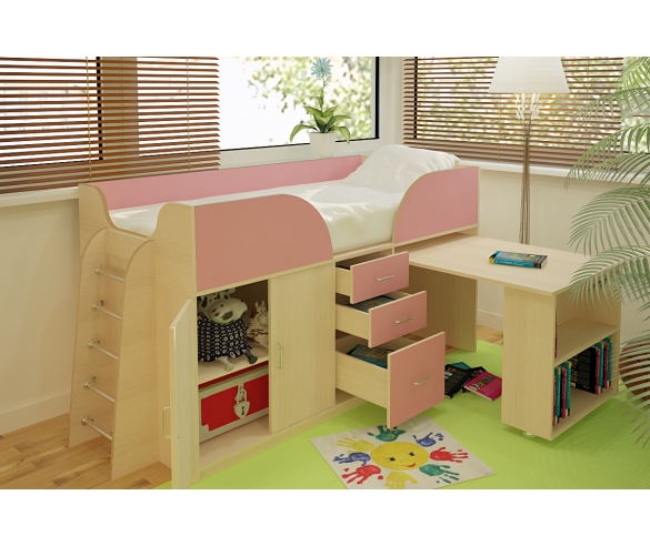 кровать чердак с выдвижным столом орбита 10