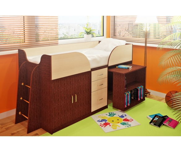 Кровать чердак Орбита-10 с рабочей зоной - купить в Москве дешево!
