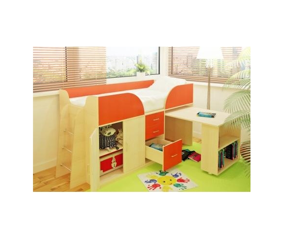 Кровать чердак Орбита-10 с рабочей зоной: детская мебель для детей