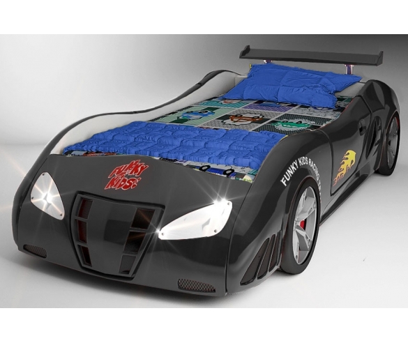 детская пластиковая кровать-машина Фанки Энзо черный цвет