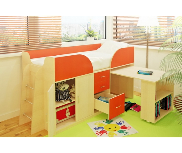 Детская кровать Орбита-10 с рабочей зоной - купить в Москве дешево!
