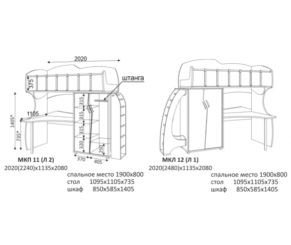 кровать чердак с рабочей зоной мк 11 и 22 схема планета луна