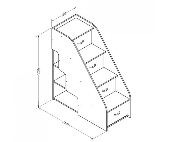 Тумба лестница Дельта 23.02 Схема с размерами