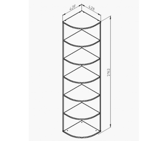 Схема с размерами углового элемента Дельта 14