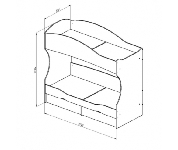 Схема двухъярусной кровати Дельта 20