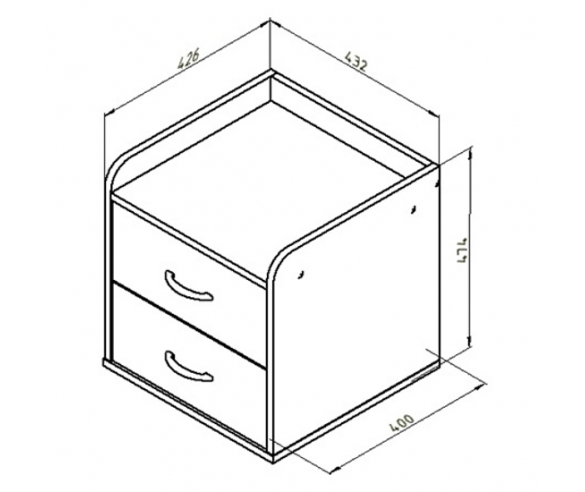 Тумба выкатная Дельта 24 схема с размерами