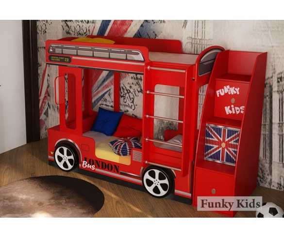 Двухъярусная кровать Лондон с тумбой-лестницей