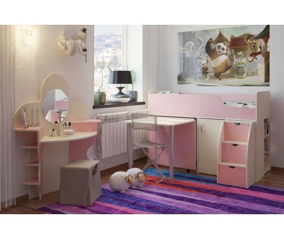 Кровать Орбита 19 дуб кремона /розовый