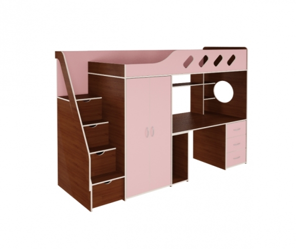 кровать для девочек орбита 21 итальянский орех/розовый