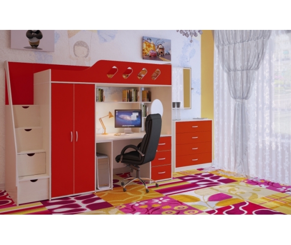 купить кровать чердак с рабочей зоной Орбита 21