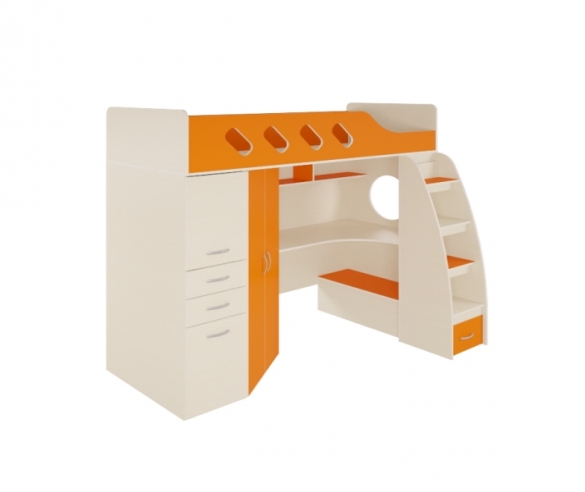 кровать чердак Орбита 22 дуб кремона - оранж купить