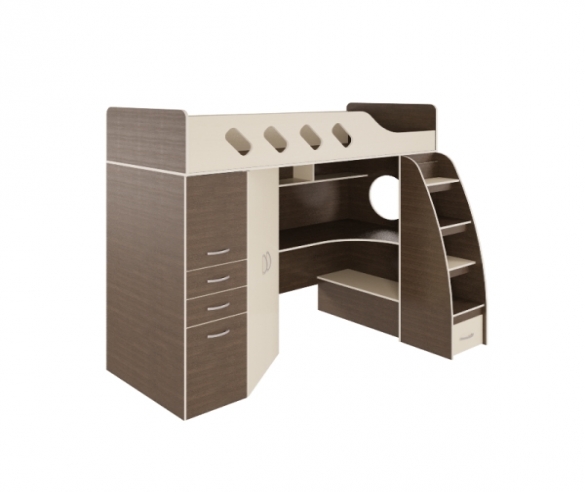 купить кровать чердак с рабочей зоной Орбита 22 венге - дуб кремона