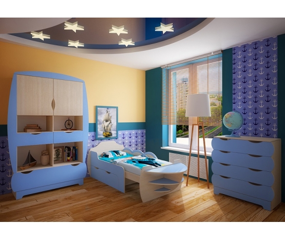 Вариант готовой комнаты с  кроватью корабль вырастайка модель 5 