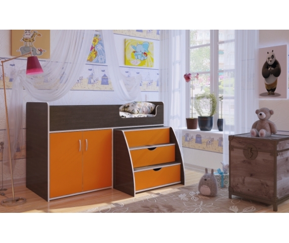 кровать чердак Орбита 23 венге - оранж