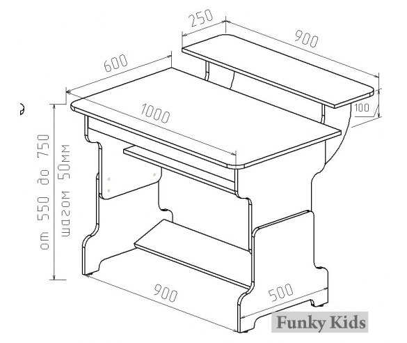 Схема детская парта с подъемным столом