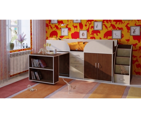 кровать чердак с горкой Орбита