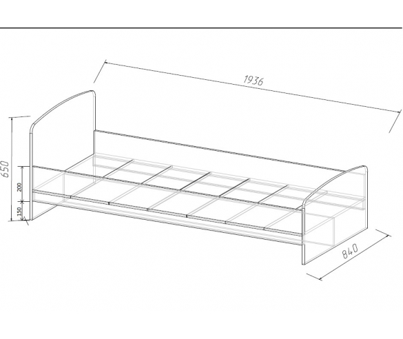 Кровать Фанки Кидз - схема с размерами