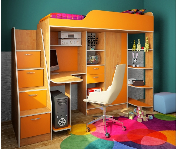 Детская мебель Фанки -15 - корпус ольха / фасад оранжевый