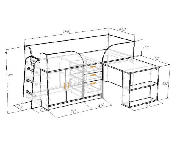 Схема кровати Фанки Кидз 10