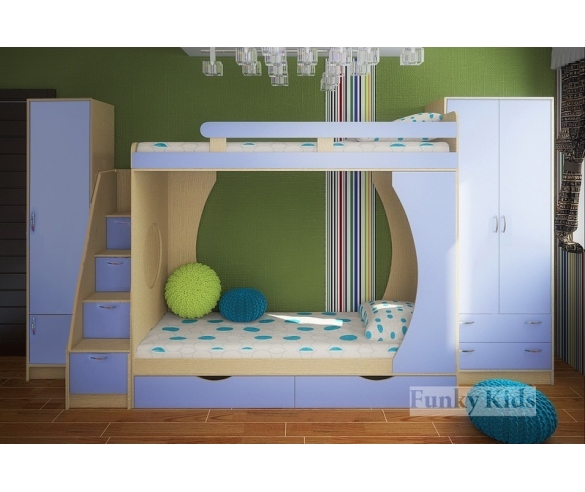 Комплект мебели для двоих детей Фанки Кидз, расцветка: сосна лоредо / голубой