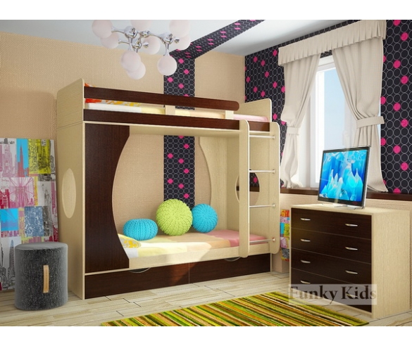 Двухъярусная кровать Фанки Кидз -2 корпус дуб / фасад венге
