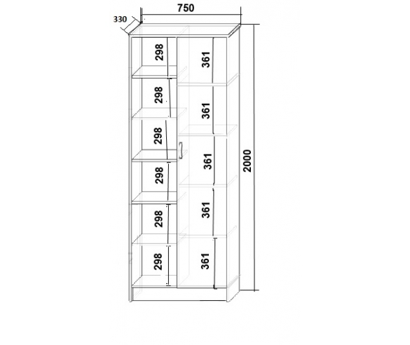 Стеллаж Фанки Кидз 13/4СВ - схема с размерами