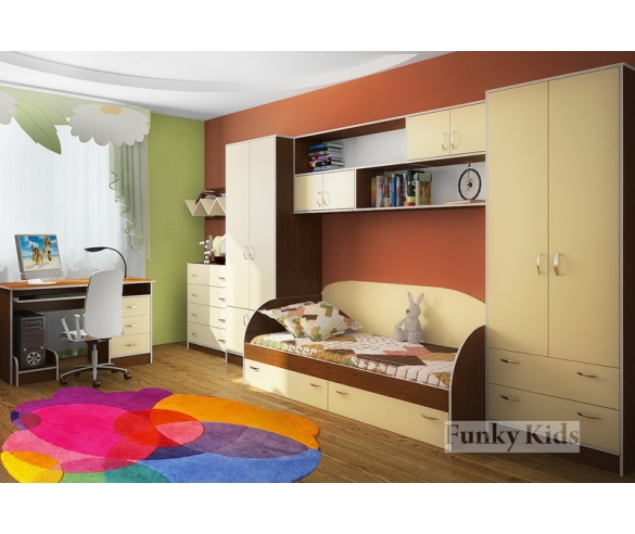 Модульная мебель Фанки Кидз - 17 корпус орех / фасад ваниль