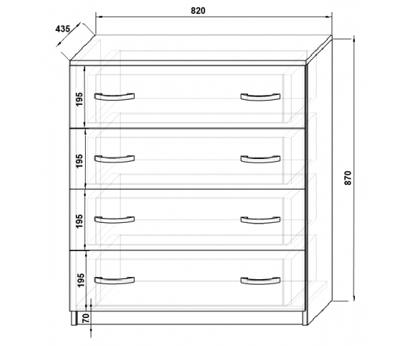 Комод 13/24ФМ - схема с размерами