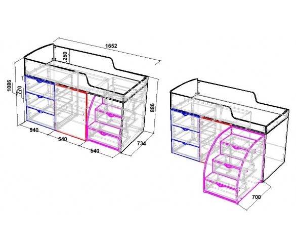 Кровать чердак Фанки Кидз 14 схема с размерами