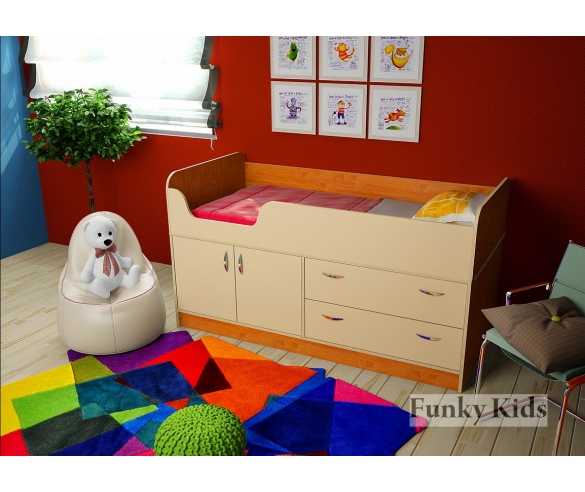 Детская кровать Фанки 9, корпус ольха / фасад крем ваниль