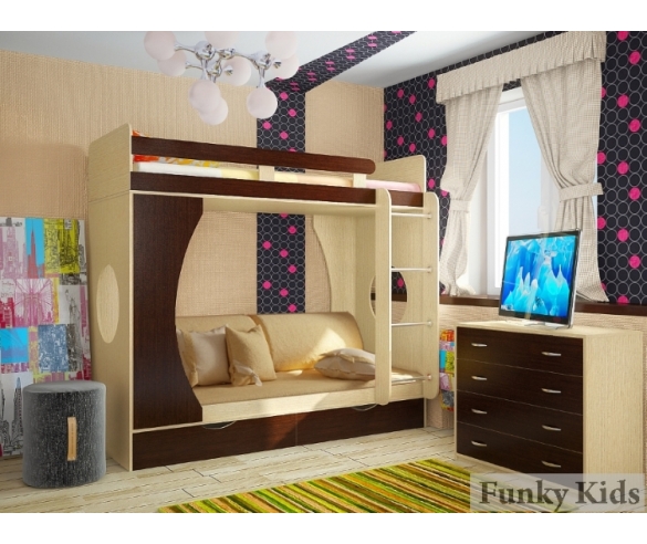 Двухярусная кроватка Фанки-2 + подушки Фанки 