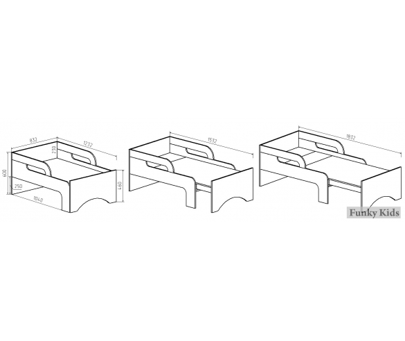 Схема раздвижения детской кровати Вырастайка
