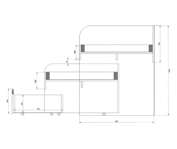 Схема двухъярусная кровать Фанки Кидз 8 сбоку