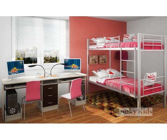 Кровать металлическая Фанки Лофт-1 + стол для 2 детей - купить недорого в Москве со склада