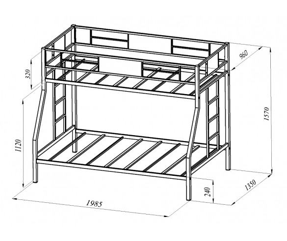 Схема кровать металлическая Лофт 2