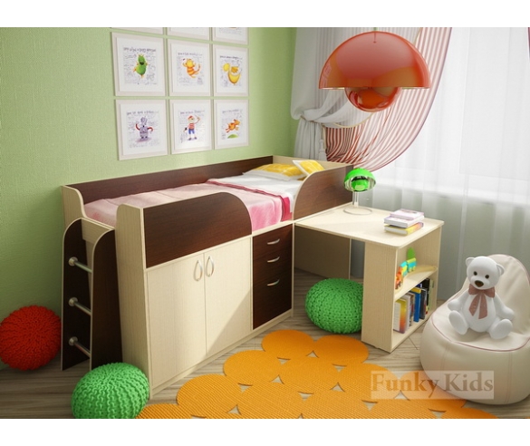 купить недорогую детскую кровать-чердак Фанки Кидз 10 со склада в Москве