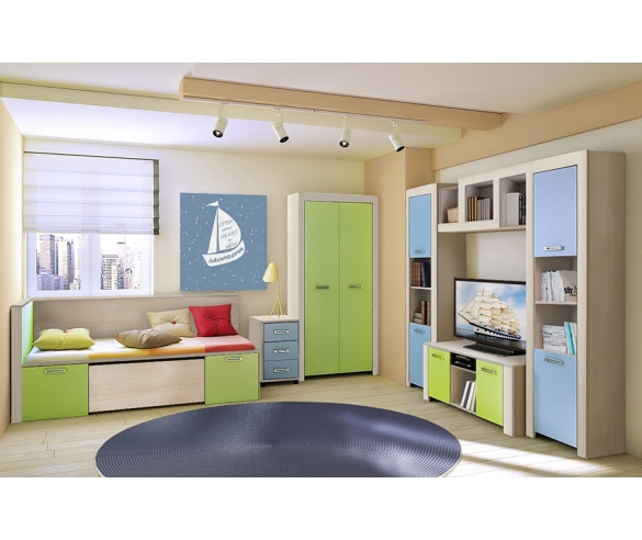 Стильная яркая мебель для детей и подростков серии Фанки Тайм - готовая комната 