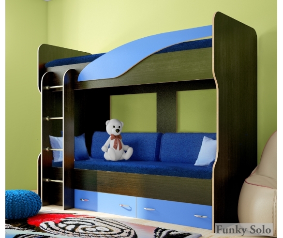 двухъярусная кровать Фанки Соло 4 с подушками