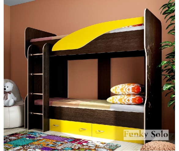 купить двухъярусную кровать Фанки Соло 4 венге / желтый