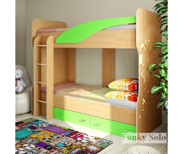 комплект детской мебели - кровать Фанки Соло 4 бук / лайм